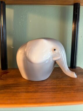 Ceramic White Elephant Sculpture - Home Art Decor